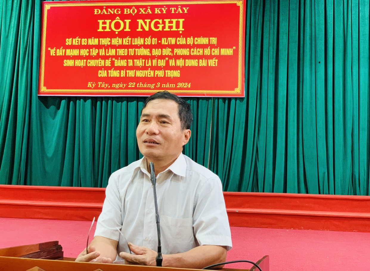 Ảnh: Đồng chí Hồ Thanh Hải, Bí thư chi bộ thôn Nam Xuân phát biểu